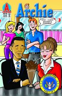 Archie #616. Barack Obama and Sarah Palin cover. Campaign Pains part 1 