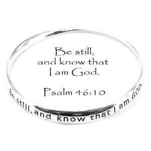   Silvertone Christian Scripture Religious Bracelet Psalm 4610 Jewelry