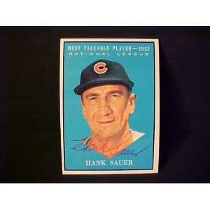  Hank Sauer Chicago Cubs #481 1961 Topps Autographed 