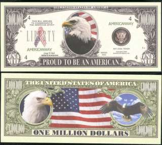 Lot of 25 BILLS   AMERICAN EAGLE MILLION DOLLAR BILL  