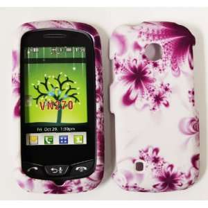 White with Purple Blossom Rubber Texture LG Vn270 Cosmos Touch Snap on 