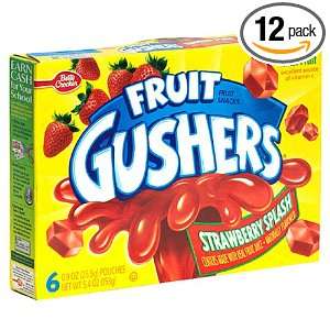 Fruit Gushers Fruit Flavored Snacks, Strawberry Splash, 6 Count, 0.9 