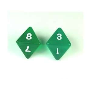  Green Transparent D8 Dice 2ea Toys & Games