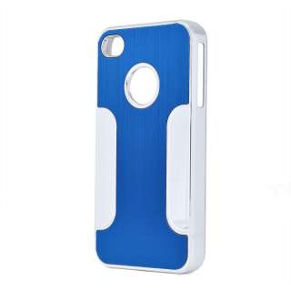 Hot Blue Deluxe Steel Aluminum Chrome Back Hard Case Cover for iPhone 