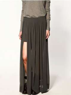 Zara see through gray grey maxi skirt long PICK SIZE new w tag  