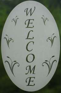 New 10x16 Oval WELCOME SIGN WINDOW DECAL Vinyl Etched Glass Cling Door 