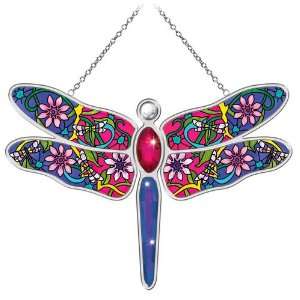  Amia 5589 Suncatcher with Dragonfly Design, Hand Painted 