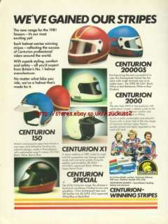 Centurion Helmets Motorcycle 1981 Magazine Advert #728  