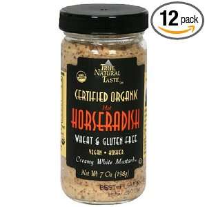 True Natural Taste Organic Creamy White Mustard, Hearty Horseradish, 7 