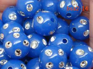 16 colors 10mm Rhinestone Acrylic Round Beads BSA2 PICK  
