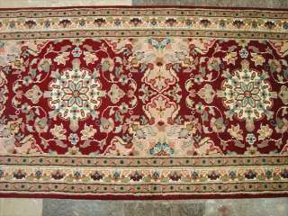 RED FLOWRAL LOVE RUG MAHAL RUNNER HANDKNOTTED 10.2X2.6  