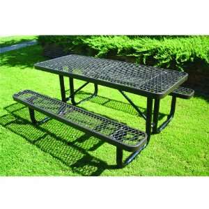   Feet Portable Rectangular Table with 2 Attached Seats