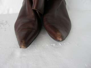 FRANCO SARTO   9.5 Womens brown leather tall boots w/ zipper, pointed 