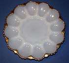 Milk Glass Deviled Egg Plate by Fire King 1950s  