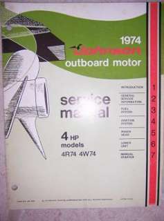 1974 Johnson 4 HP 4W74 4R74 Outboard Service Manual k  