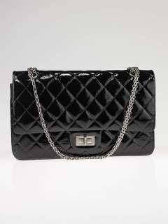 Chanel Black 2.55 Quilted Classic Patent Leather Reissue 227 Flap Bag 