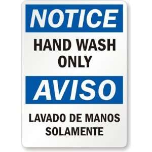  Notice Hand Wash Only, Aviso Lavado Demanos Ssolamente 