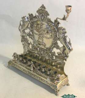 Fine Antique 800 Silver Hanukkah Lamp Menorah Germany Ca 1880 Judaica 