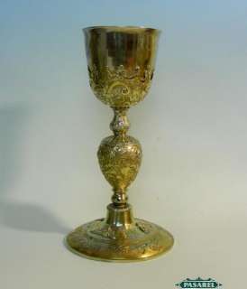 Magnificent Rare Antique Italian Gilt Silver Chalice Goblet Cup Ca 