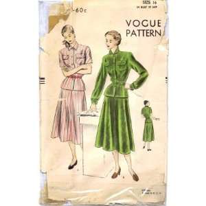  Vogue 6244 Sewing Pattern Misses Two Piece Dress Size 16 