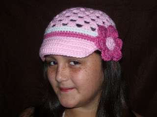 Handmade Crocheted Womens   Girls Visor Beanie Hat