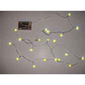 Battery Operated 20 LED Lite Set 65 inch Transparent Wire Yellow LED 