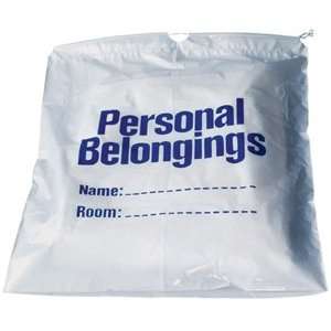 Belongings Bag with drawstring (white with blue imprint) 17“ x 20 
