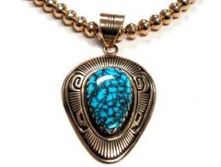 Steven J Begay–#8 Turquoise–14K Gold Necklace  