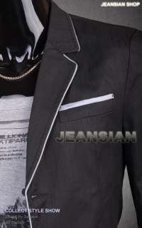 3mu Mens Designer Slim Fit Jacket Blazer Coat Shirt Stylish 3 Colors S 