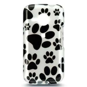 VMG Black Paw Print Design Hard 2 Pc Plastic Case Cover for HTC Droid 