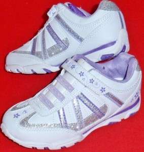 NEW Girls Youth JB FOURSQUARE White/Purple Velcro Athletic Sneakers 