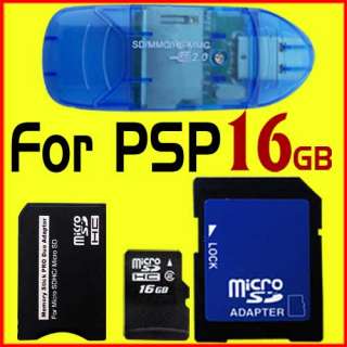 16GB GB 16G MicroSD SD MS Pro Duo Adapter For PSP Arv  