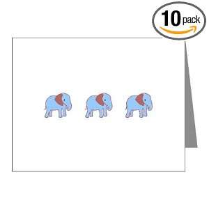  Blue and Brown Elephants Note Card (Set of 10) 4.25 X 5.5 