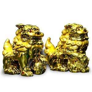  The Guardian Fu Dogs (Gold)   3 Feng Shui Figurines for 