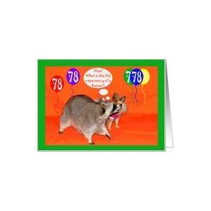  78th Birthday, Raccoon with Pomeranian, balloons Card 