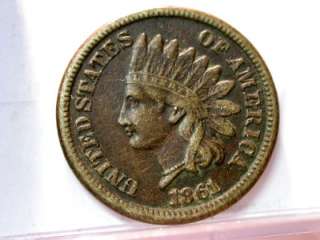 1861 VF/XF INDIAN HEAD SMALL CENT ID#K730 ~~  