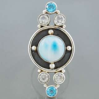   Natural Larimar Blue Topaz Gemstone 925 Silver Ring Size 9 New Lot#18R
