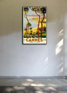 Cannes Vintage Style 1930s French Travel Poster   15x24  