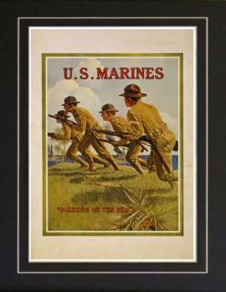 WWI US Marine Corps Soldiers Recruitment Poster Print  