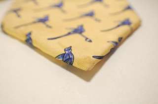 YOLANDA DAUGSTUG TIE   yellow w/ birds   MADE in SPAIN  