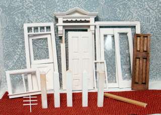 ASSORTED DOLLHOUSE DOORS & WINDOWS & POSTS  