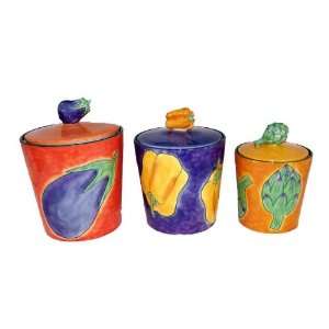  Clay Art Ceramic Canisters Garden Vegetables Pepper 