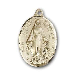  14kt Gold Immaculate Conception Medal 7/8 x 1/2 Inches 85 