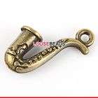 Wholesale 200x Antique Bronze Tone Brass Handmade Pipe Charms 22x11mm 