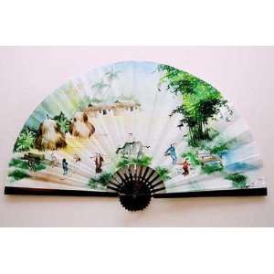  Asian Wall Fans/Oil Paintings   27 x 55 WFA33