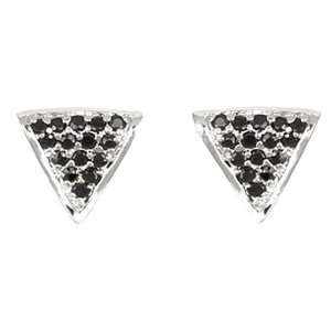 Studio 925 Black Cubic Zirconia Pave Triangle Sterling Silver Earrings