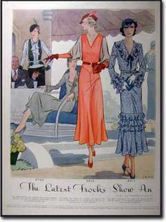 this is an original 1932 two sided magazine art deco fashion print 