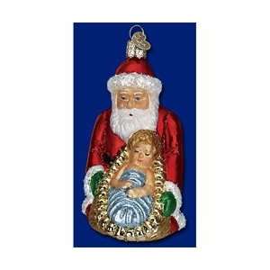Old World Christmas Ornament   Baby Jesus and Santa 