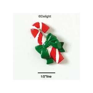  9825* tlf   Large Candy Cane with Green Bow   Flat Back 
