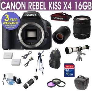  Canon Rebel KISS X4 + Sigma 18 200 Lens + 650 1300mm Lens 